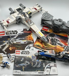 lot 182 image: Complete LEGO Star Wars Set with X-Wing, TIE Fighter, and Speeder