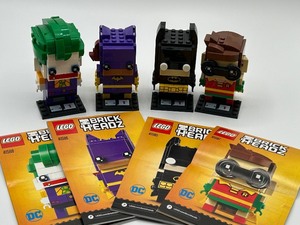 lot 186 image: LEGO BrickHeadz Set of 4 Joker, Batgirl, Batman, Robin Figures with Manuals