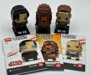 lot 187 image: Set of 3 LEGO Star Wars BrickHeadz Figures Kylo Ren, Chewbacca, and Rey