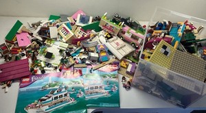 lot 220 image: Huge Multi-Sets Mixed LEGO Friends Sets with Manuals and Plastic Storage Bins