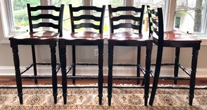 lot 12 image: Set of 4 Vintage Wooden Ladder-Back Chairs