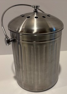 lot 61 image: Stainless Steel Compost Bin with Handle and Filtered Lid