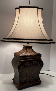 lot 66 image: Elegant Bronze Finish Table Lamp with Embellished Shade
