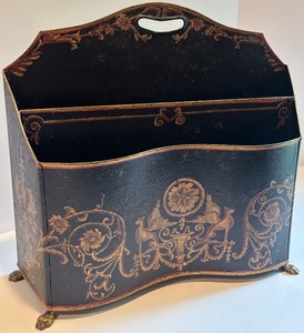 lot 74 image: Antique Style Metal Magazine Holder with Ornate Design