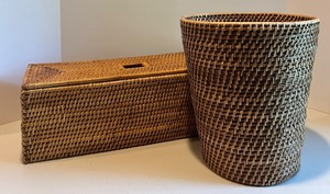 lot 80 image: Set of 2 Woven Rattan Storage Baskets