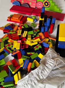 lot 102 image: Colorful Wooden Block Set with Track Pieces