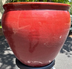lot 138 image: Large Red Ceramic Garden Planter Pot