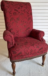 lot 144 image: Drexel Heritage High-Back Accent Chair with Floral Pattern