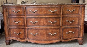 lot 147 image: Henredon Dresser with Dark Chestnut Finish and Marble Top