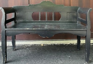 lot 148 image: Painted Wooden Bench with Black Finish