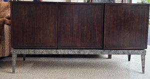 lot 149 image: Harden Dark Wood Sideboard with Metal Base