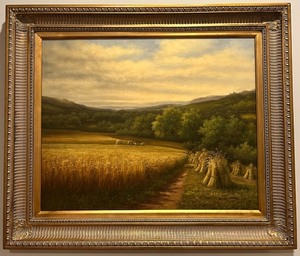 lot 23 image: Framed Painting of Wheat Fields in Gilded Frame, signed by Artist