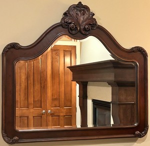 lot 24 image: Large Ornate Vintage Wooden Wall Mirror with Carved Detailing