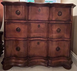 lot 27 image: Hickory Chair Bombe Chest Dresser with Brass Hardware #1