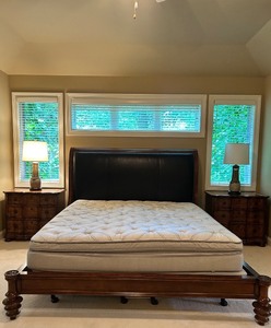 lot 29 image: King Size Leather Sleigh Bed with Sleep Number i8 Mattress