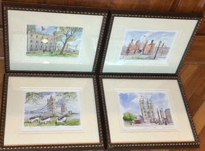 lot 31 image: Set of 4 Framed Prints - London Landmarks by Angela Fielder
