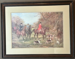lot 42 image: Framed Heywood Hardy Equestrian Artwork with Hunting Scene