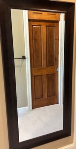 lot 43 image: Large Framed Wall Mirror with Dark Wood Finish
