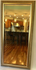 lot 46 image: Decorative Framed Mirror with Brushed Gold Finish