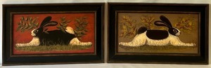 lot 106 image: Set of 2 Lisa Hilliker Framed Rabbit Prints