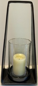 lot 110 image: Iron Candle Holder with Glass Sleeve and Candle