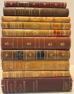 lot 114 image: Collection of 10 Antique and Vintage Leather-Bound Books