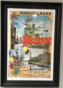 lot 119 image: Reproduction Antique 1895 Holland Exposition Travel Poster in Ornate Frame