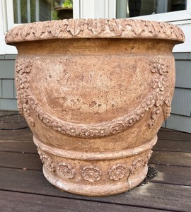 lot 127 image: Decorative Terracotta Planter with Floral Motif