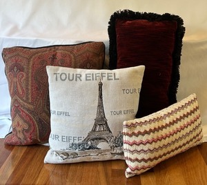 lot 131 image: Collection of 4 Decorative Throw Pillows with Varied Designs