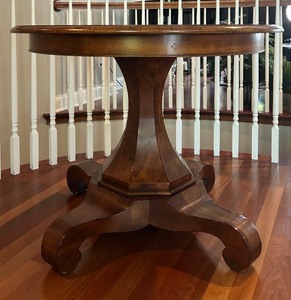 lot 136 image: Milling Road Round Wooden Pedestal Table