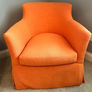 lot 154 image: Orange Upholstered Swivel Armchair by LEE Industries