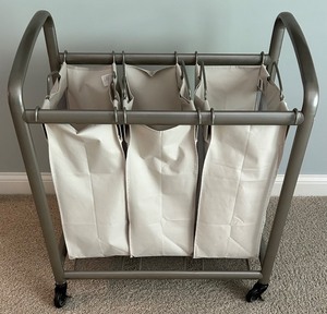 lot 159 image: Seville Classics 3-Bag Laundry Sorter Hamper with Wheels