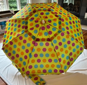 lot 175 image: ShedRays 7ft Beach Umbrella with Colorful Polka Dot Design