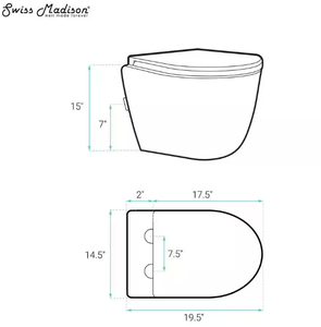 Swiss Madison St. Tropez Wall Hung Round Toilet Bowl Only 0.8/1.28 GPF Dual Flush in White