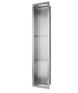 lot 9 image: AKDY 8 in. W x 36 in. H x 4 in. D Stainless Steel Triple Shelf Bathroom Shower Wall Niche in Brushed Stainless Steel