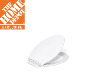 lot 16 image: KOHLER Highline Elongated Grip Tight Bumpers, Soft Close Toilet Seat in White
