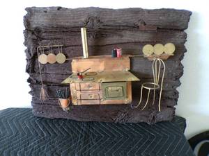 lot 17 image: Unique Folk Art 3-D Wall Picture
