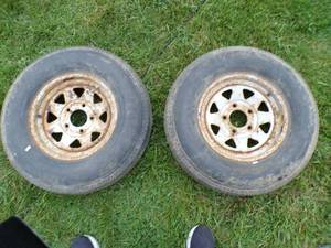 lot 69 image: Trailer Tires - Pair - Mounted on Rims