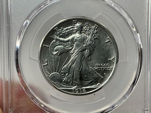 lot 9 image: 1916-S Silver Walking Liberty Half Dollar