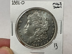 lot 13 image: 1881-O Morgan Silver Dollar