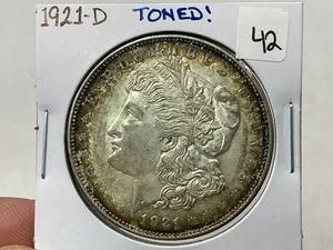 lot 42 image: 1921-D Morgan Silver Dollar