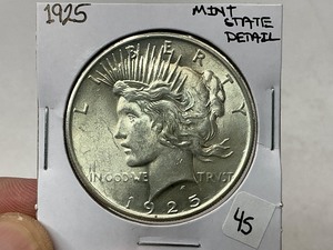 lot 45 image: 1925 Peace Silver Dollar