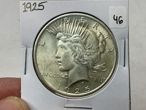 lot 46 image: 1925 Peace Silver Dollar