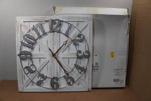 lot 5 image: Alben Large Square Farmhouse Wall Clock - 24
