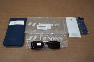lot 211 image: Le Specs Womens Unreal Quilted Sunglasses - BlackSmoke Tint