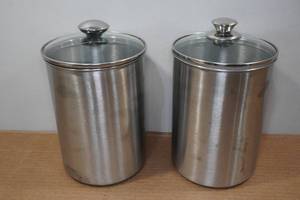 lot 232 image: 2 Stainless Steel Canisters