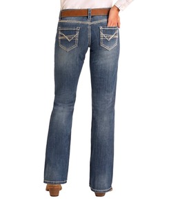 lot 187 image: Rock & Roll Cowgirl Womens Mid Rise Riding Jeans - 29x38