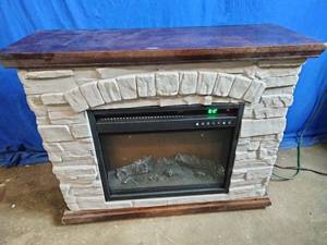 lot 13 image: LifeSmart Large Square Faux Stone Infrared Fireplace