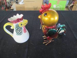 lot 244 image: Bright and colorful metal Chicken d...