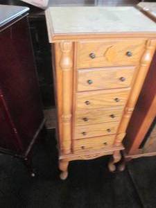 lot 12 image: Hardwood Jewelry Armoire in light H...